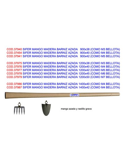 SIFER MANGO MADERA BARNIZ AZADA 1200x42 (COMO M5 BELLOTA)