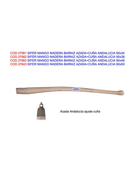 SIFER MANGO MADERA CURVO BARNIZ AZADA+CU�A ANDALUCIA 90x34