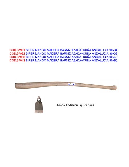 SIFER MANGO MADERA CURVO BARNIZ AZADA+CU�A ANDALUCIA 90x38