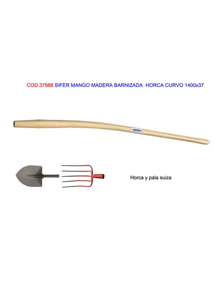 SIFER MANGO MADERA BARNIZ HORCA CURVO 1400x37