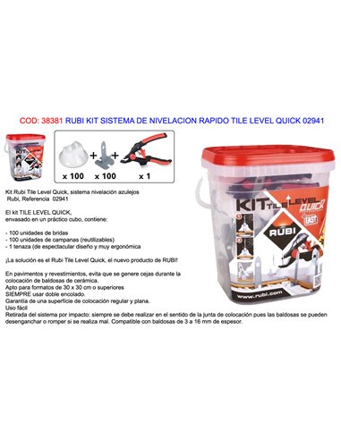 RUBI KIT SISTEMA DE NIVELACION RAPIDO TILE LEVEL QUICK 02941