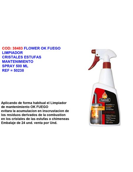 FLOWER OK FUEGO LIMPIADOR CRISTAL ESTUFA MANTE.SPRAY 500ML50238