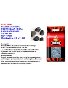FLOWER OK FUEGO PIEDRAS VOLCANICA LAVA NEGRA SACO 4KG50219