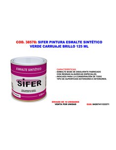 SIFER PINTURA ESMALTE SINTETICO VERDE CARRUAJE BRILLO 125 ML