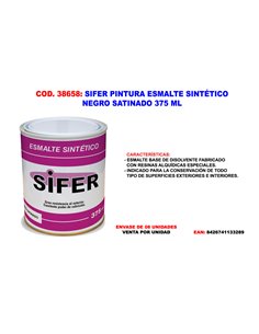 SIFER PINTURA ESMALTE SINTETICO NEGRO SATINADO 375 ML