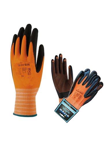GUANTE SIFER NYLON+NITRILO PUNTOS SICRODOT T-6 NARANJAHEFESTO