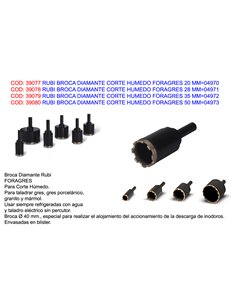 RUBI BROCA DIAMANTE CORTE HUMEDO FORAGRES 35 MM04972
