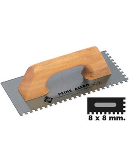 RUBI LLANA PEINE ACERO INOX  28 CM  8x8 M/CERRADO MADERA 65984