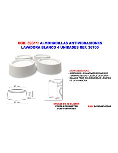 ALMOHADILLAS ANTIVIBRACIONES LAVADORA BLANCO 4 UNDS REF. 36700