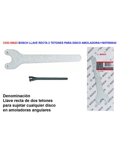 BOSCH LLAVE RECTA 2 TETONES PARA DISCO AMOLADORA1607950043