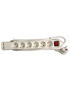 TALOX BASE MULTIPLE 6 TOMAS+2 USB INTERRUPTOR 1,5 M CABLED06BKU