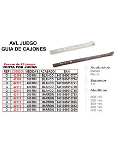 AVL GUIA CAJONES 300 MM BLANCA JUEGO REF-G