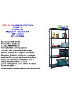 CURVER KIT ESTANTERIA SIGMA 185 ESTANTES184x46x91REF-222640