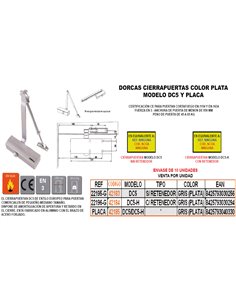 DORCAS PLACA PARA CIERRAPUERTAS DC5 Y DC5-H GRIS