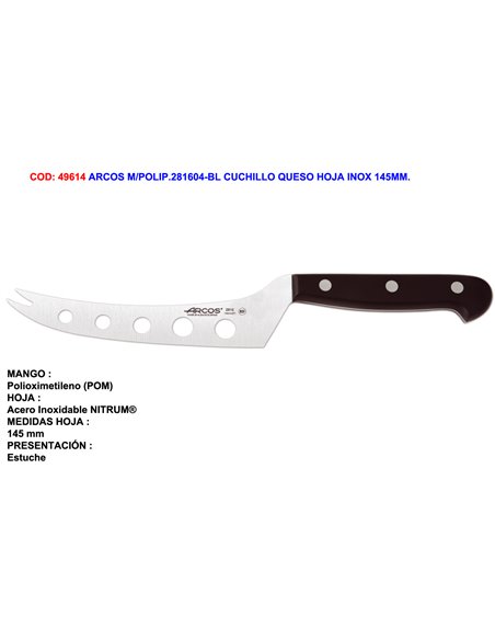 ARCOS M/POLIP.281604-BL CUCHILLO QUESO HOJA INOX 190MM
