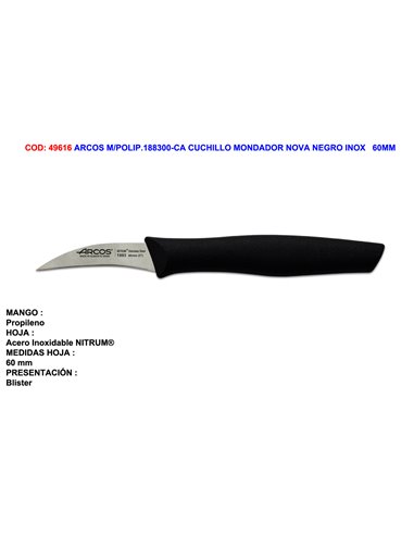 ARCOS M/POLIP.188300-CA CUCHILLO MONDADOR NOVA NEGRO INOX   60MM