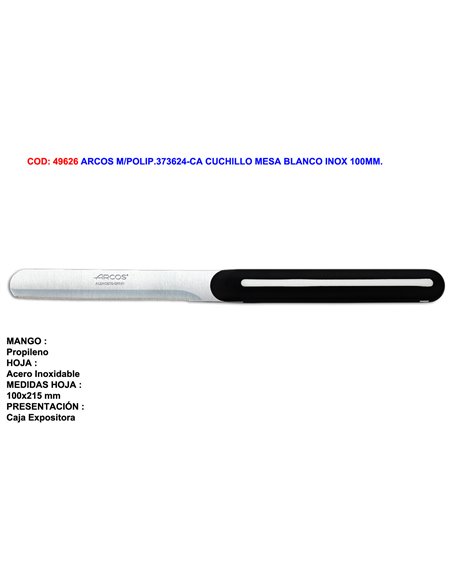 ARCOS M/POLIP.373624-CA CUCHILLO MESA BLANCO INOX 100MM.