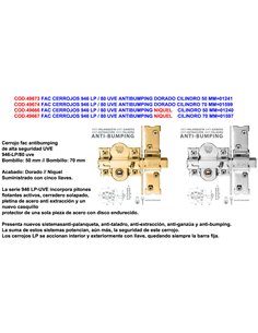FAC CERROJOS 946 LP / 80UVE ANTIBUMPING NIQUEL CILIND.70MM01597