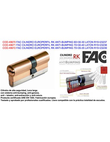FAC CILINDRO EUROPERFIL RK ANTI-BUMPING 6030-30 LATON R1523237