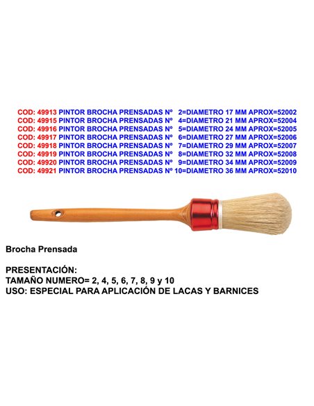 PINTOR BROCHA PRENSADAS N�   6DIAMETRO 27 MM APROX52006