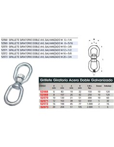 GRILLETE GIRATORIO DOBLE AVL GALVANIZADO M-  8  5/16 