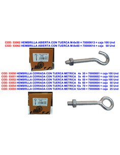HEMBRILLA/CANCAMO ABIERTA CON TUERCA M-6x50  70000613