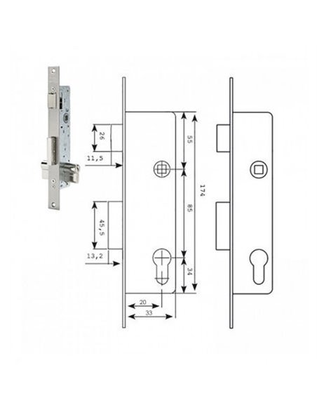 TESA CERRADURA S/2210 DESLIZ. S/CERR. S/ESCUDO 221028SSI