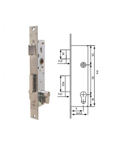 TESA CERRADURA S/2210 DESLIZ. S/CERR. S/ESCUDO 221038SSI