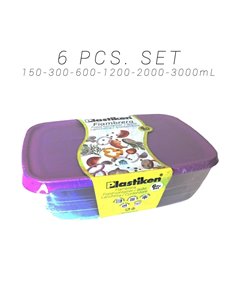PLASTIKEN SET 6 PIEZAS FIAMBRERA RECT. MORADO 20163-MOR