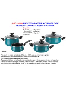 MAGEFESA BATERIA 7 PIEZAS COUNTRY ANTIADHERENTE 01108508