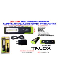 TALOX LINTERNA LED ROTATIVA-MAGNETICA-RECARGABLE 25 M TZF6814