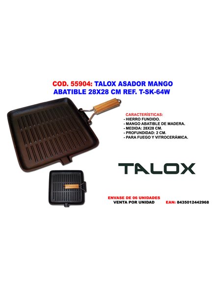 TALOX ASADOR MANGO ABATIBLE 28 X 28 T-SK-64W