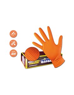 GUANTE SIFER NITRILO 8G DIAMANTADO NARANJA/LION C/50U T-XL