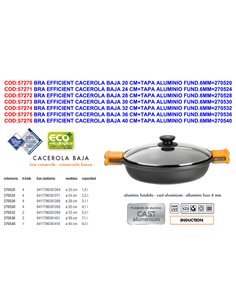 BRA EFFICIENT CACEROLA BAJA 32 CM+TAPA ALUMINIO FUND.6MM270532