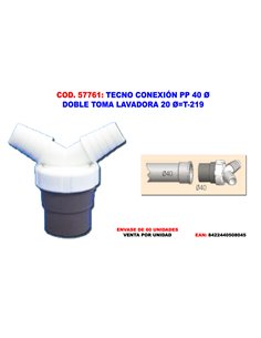 TECNO CONEXION PP 40� DOBLE TOMA LAVADORA 20�T-219 50804