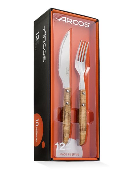 ARCOS 6 TENEDOR Y 6 CUCHILLO 12 U. CHULETERO M/ MADERA372200