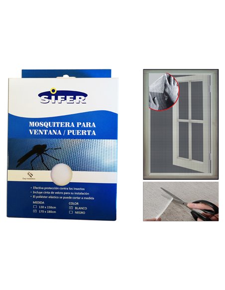 SIFER TELA/MALLA MOSQUITERA FIBRA+VELCRO ADHESIV BLANC 170X180CM