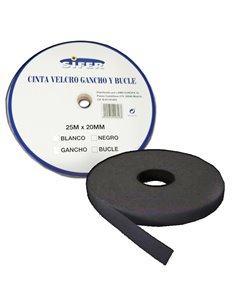 SIFER CINTA VELCRO ADHESIVA HEMBRA/BUCLE NEGRA 25MX20MM