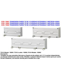 TENDEDERO PARED TZ DE 3 CUERDAS EXTENSIBLE 5 METROS102002