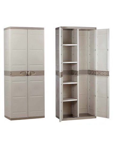 PLASTIKEN ARMARIO 4 ESTANTES+ESCOBERO 70x44x176CM BEIG9204
