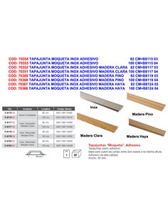 BRINOX TAPAJUNTA MOQUETA INOX ADHE.MADERA CLARA   82 CMB8117 03