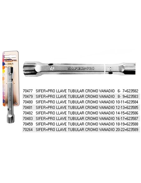 SIFER+PRO LLAVE TUBULAR CROMO VANADIO   8-  9623583