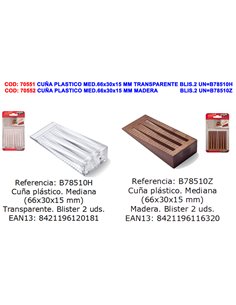 BRINOX CU�A PLASTICO MED.66x30x15 MM MADERA BLIS.2 UNB78510Z
