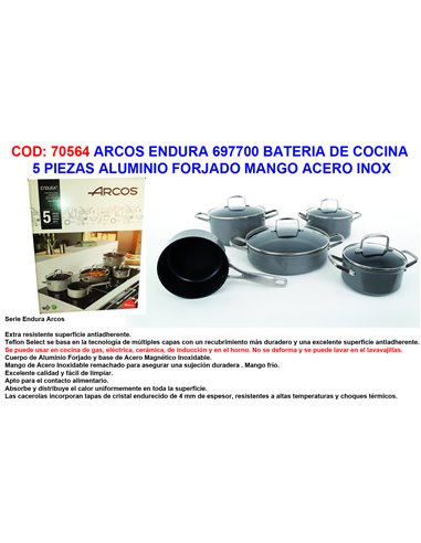 ARCOS FINSTOCK ENDURA 697700 BAT.COCINA 5 PZAS.ALUMI.FORJ.M/INOX