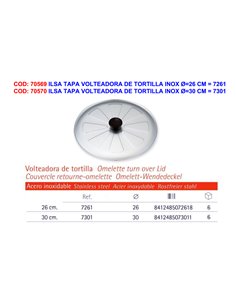 ILSA TAPA VOLTEADORA DE TORTILLA INOX �30 CM  7301