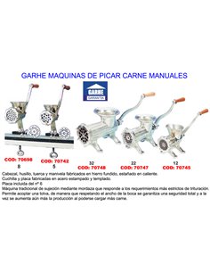 GARHE MAQUINA PICAR CARNE MANUAL N�   8  00008