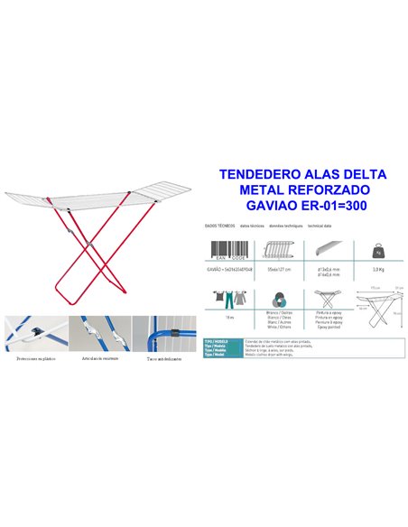 TENDEDERO ALAS DELTA METAL REFORZADO GAVIAO ER-01300