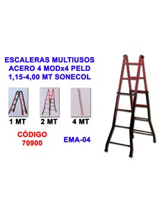 ESCALERAS MULTIUSOS ACERO 4 MODx4 PELD1,15-4,00 EMA-04N SONECOL