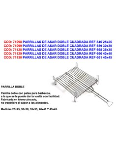 PARRILLAS DE ASAR DOBLE CUADRADA REF-646 25x25