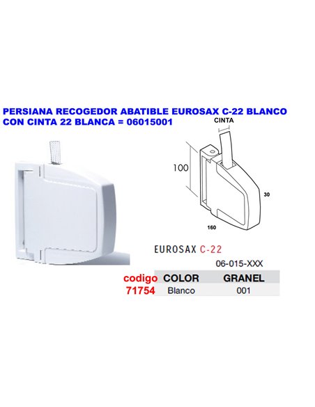PERSIANA RECOGEDOR ABATIBLE  BLANCO+CINTA 22 MM BLANCA06015001